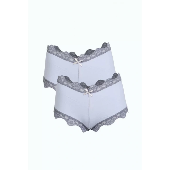 Moda Kadın Pamuklu 2li Boxer Mavi