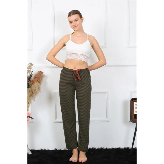 Moda Kadın Pamuklu Alt Pijama Haki