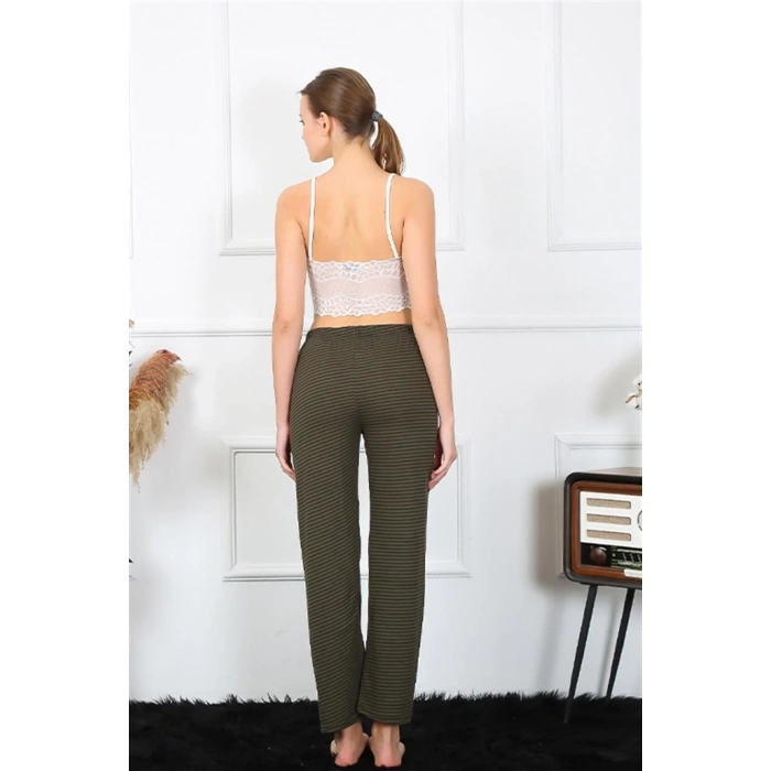 Moda Kadın Pamuklu Alt Pijama Haki