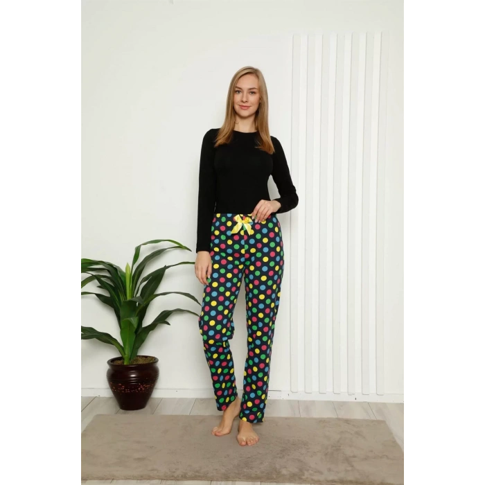 Moda Kadın Pamuklu Alt Pijama Lacivert