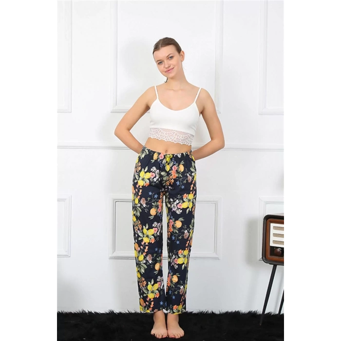 Moda Kadın Pamuklu Alt Pijama Lacivert