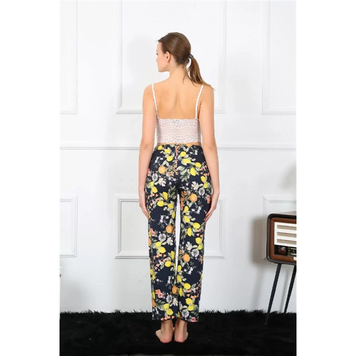 Moda Kadın Pamuklu Alt Pijama Lacivert