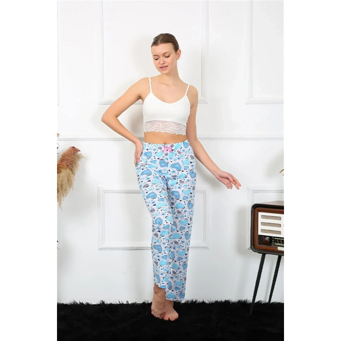 Moda Kadın Pamuklu Alt Pijama Mavi