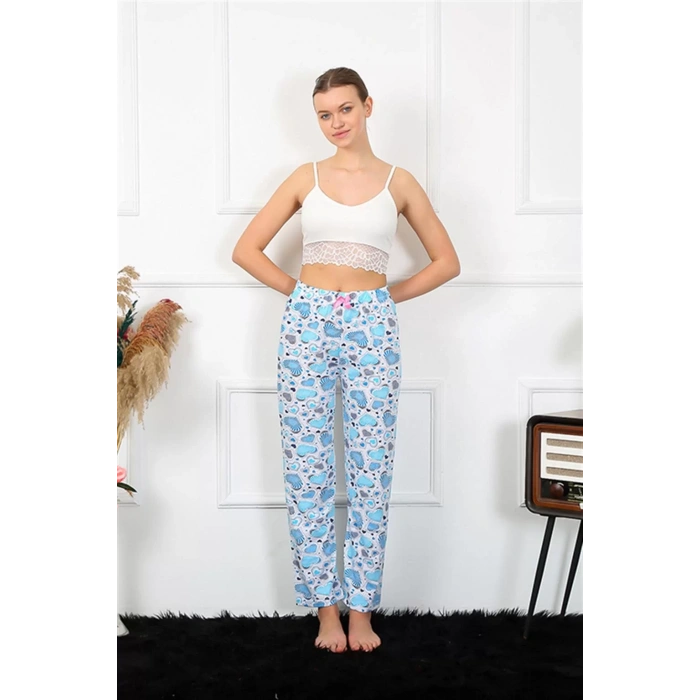 Moda Kadın Pamuklu Alt Pijama Mavi