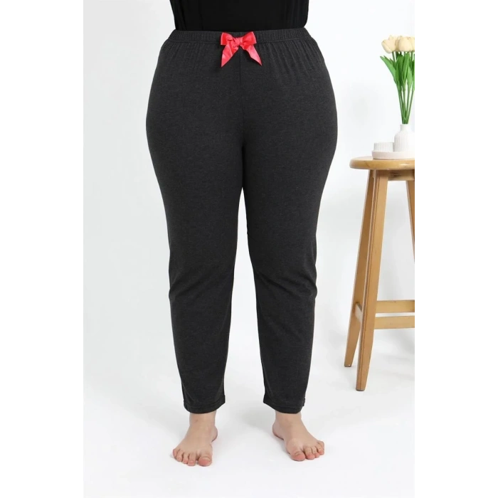 Moda Kadın Pamuklu Büyük Beden Alt Pijama Antrasit