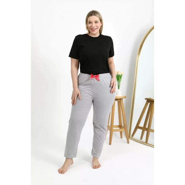 Moda Kadın Pamuklu Büyük Beden Alt Pijama Gri