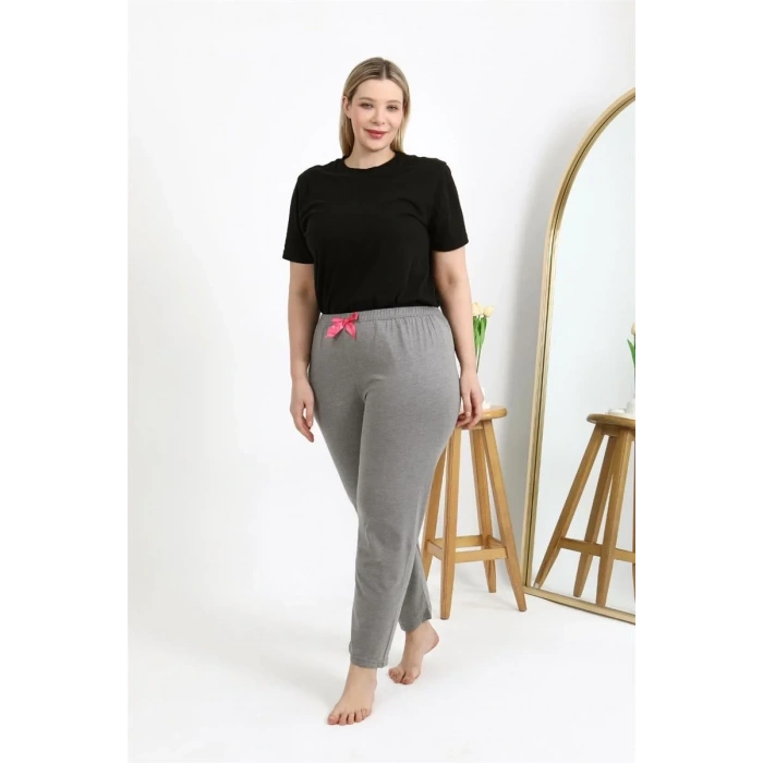 Moda Kadın Pamuklu Büyük Beden Alt Pijama Gri