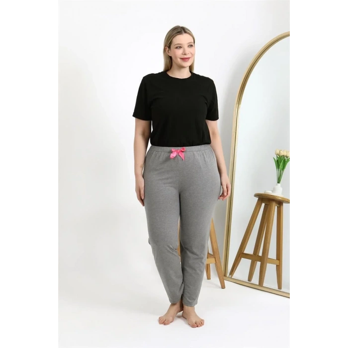 Moda Kadın Pamuklu Büyük Beden Alt Pijama Gri