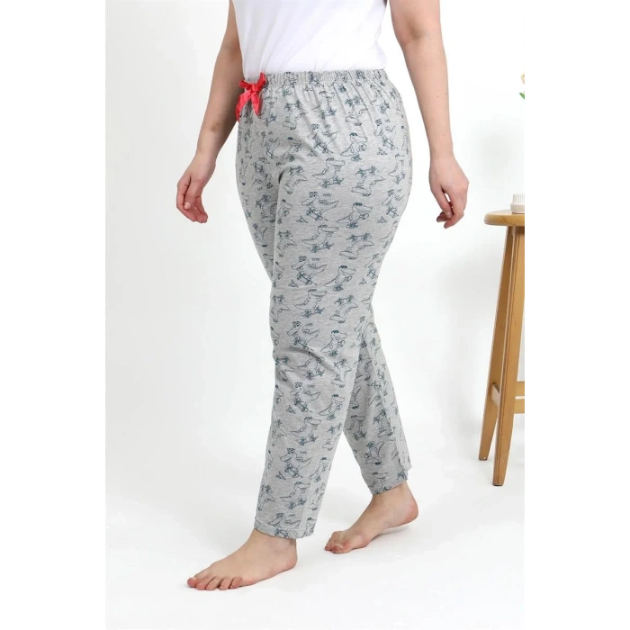 Moda Kadın Pamuklu Büyük Beden Alt Pijama Gri