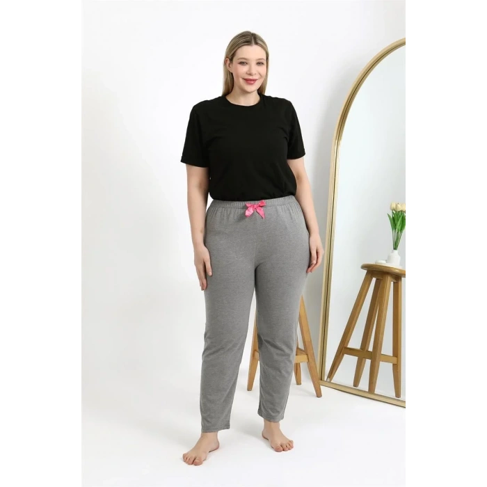 Moda Kadın Pamuklu Büyük Beden Alt Pijama Gri