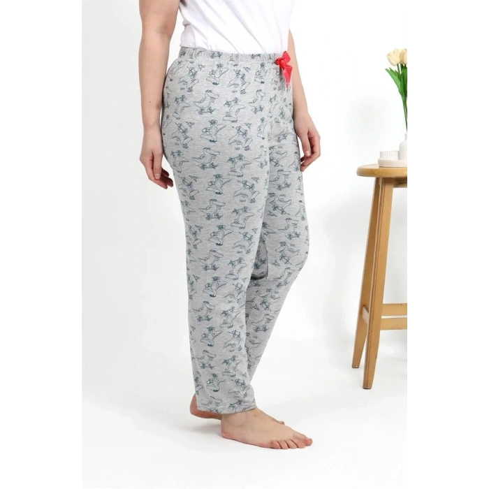 Moda Kadın Pamuklu Büyük Beden Alt Pijama Gri