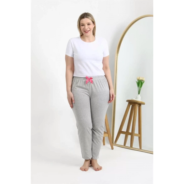 Moda Kadın Pamuklu Büyük Beden Alt Pijama Gri