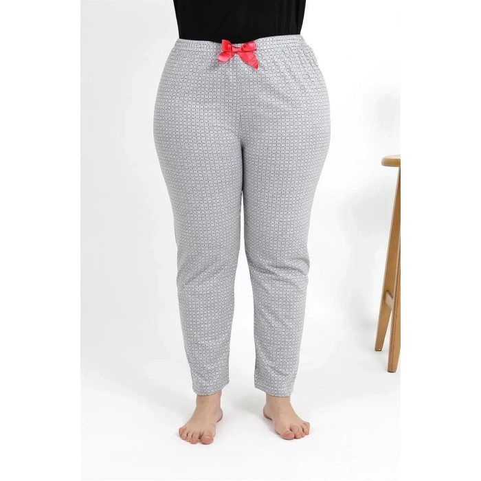 Moda Kadın Pamuklu Büyük Beden Alt Pijama Gri