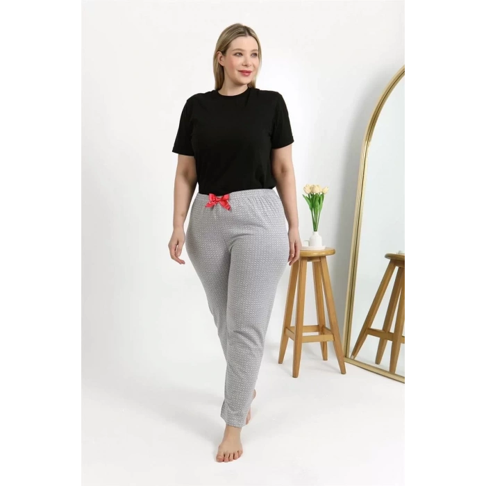 Moda Kadın Pamuklu Büyük Beden Alt Pijama Gri