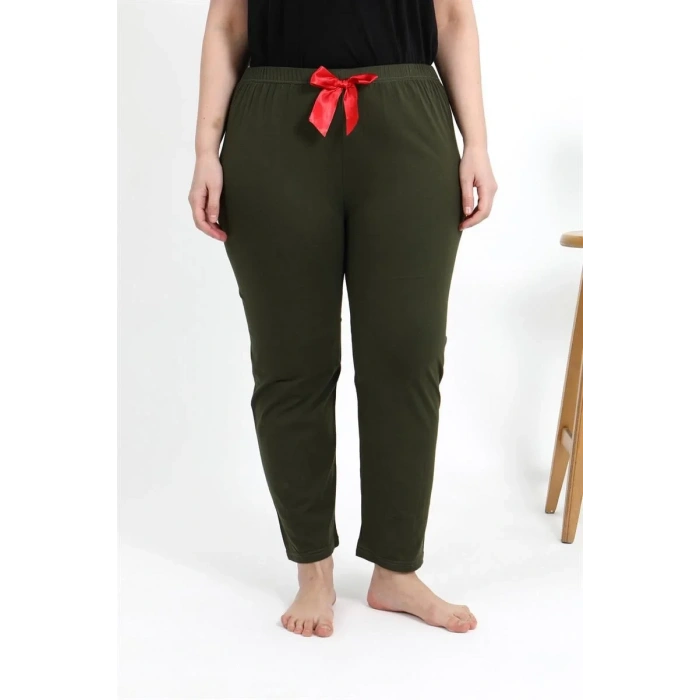 Moda Kadın Pamuklu Büyük Beden Alt Pijama Haki