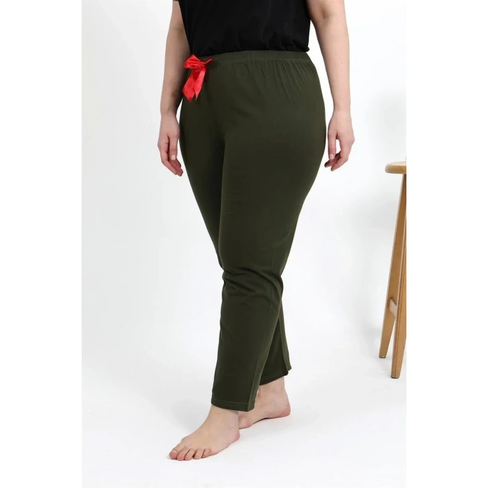 Moda Kadın Pamuklu Büyük Beden Alt Pijama Haki