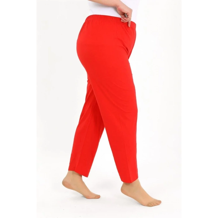 Moda Kadın Pamuklu Büyük Beden Alt Pijama Kırmızı