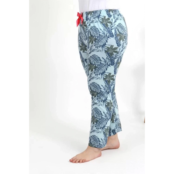 Moda Kadın Pamuklu Büyük Beden Alt Pijama Mavi