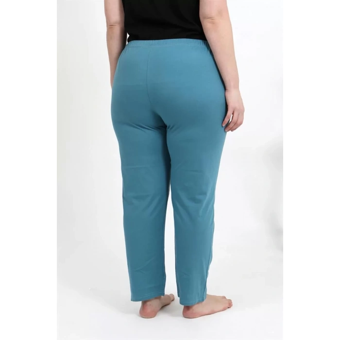 Moda Kadın Pamuklu Büyük Beden Alt Pijama Petrol