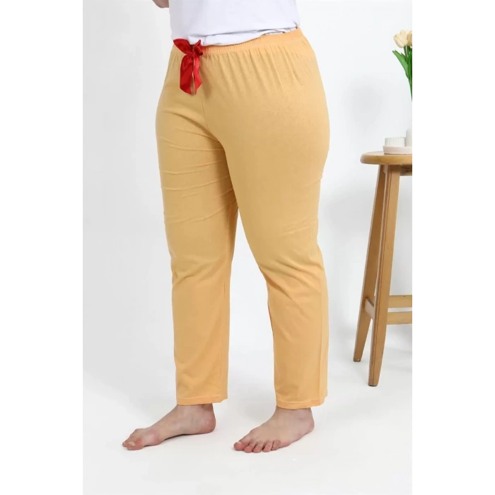 Moda Kadın Pamuklu Büyük Beden Alt Pijama Sarı