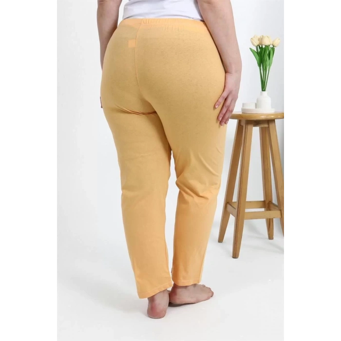Moda Kadın Pamuklu Büyük Beden Alt Pijama Sarı