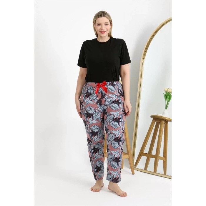 Moda Kadın Pamuklu Büyük Beden Alt Pijama Somon