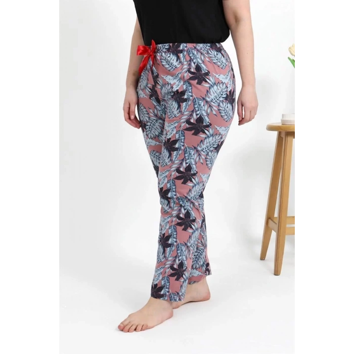 Moda Kadın Pamuklu Büyük Beden Alt Pijama Somon