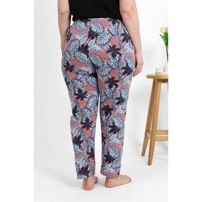 Moda Kadın Pamuklu Büyük Beden Alt Pijama Somon