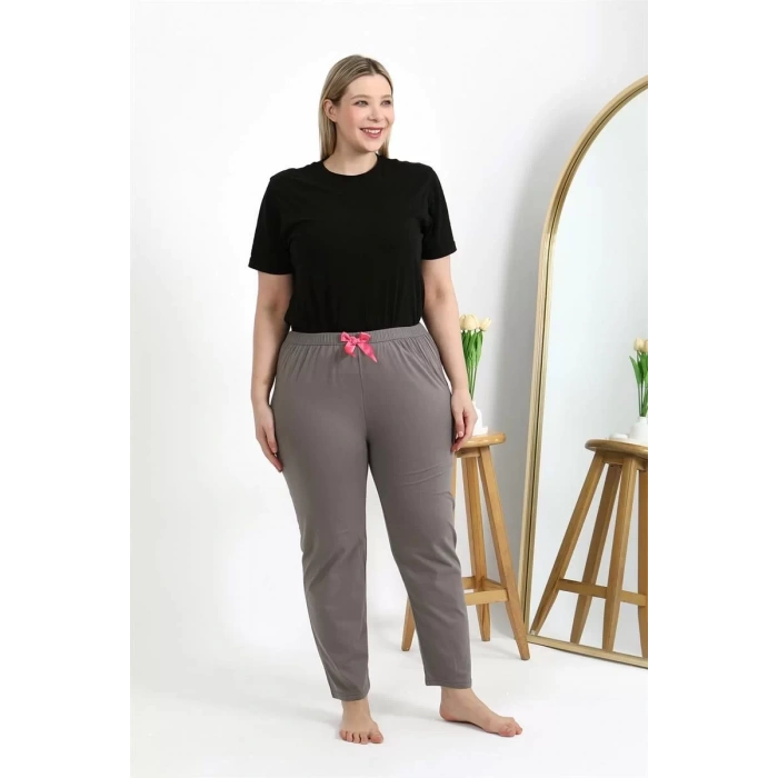 Moda Kadın Pamuklu Büyük Beden Alt Pijama Vizon