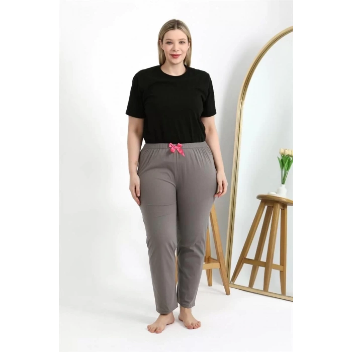 Moda Kadın Pamuklu Büyük Beden Alt Pijama Vizon