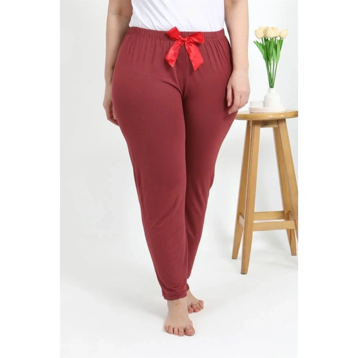 Moda Kadın Pamuklu Büyük Beden Alt Pijama Yavruağzı