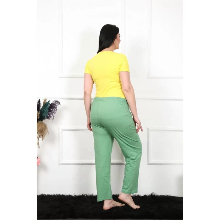 Moda Kadın Pamuklu Büyük Beden Alt Pijama Yeşil