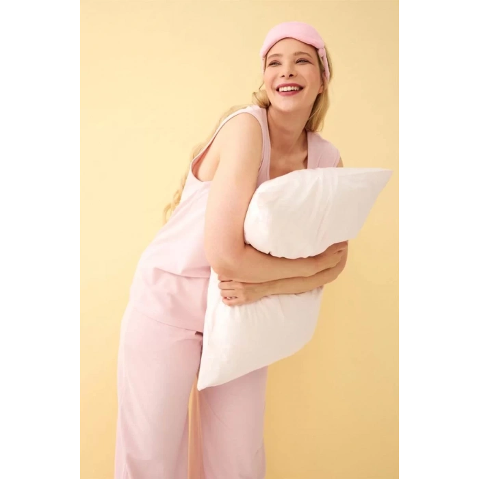 Moda Kadın Pembe Büyük Beden Penye Alt Üst Takım