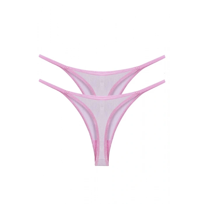 Moda Kadın Pembe Transparan 2li Tanga Slip