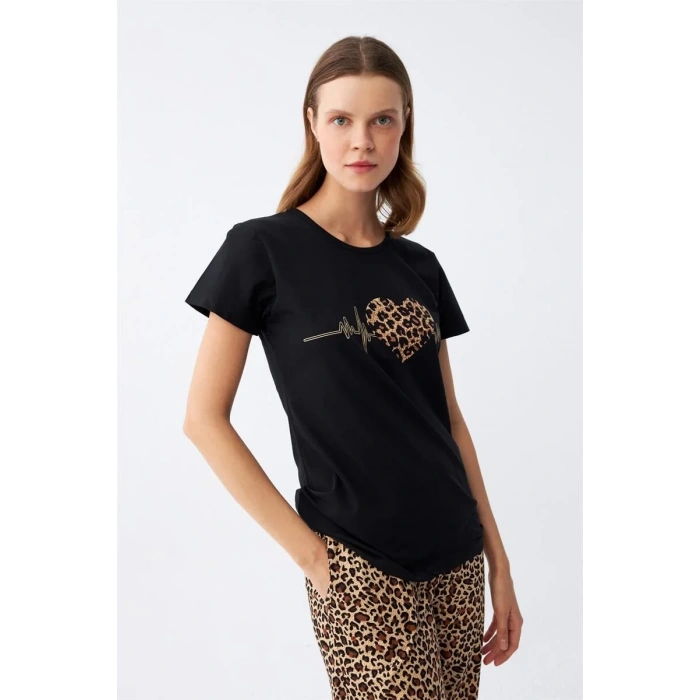 Moda Kadın Penye Kısa Kol Pijama Takım 4128