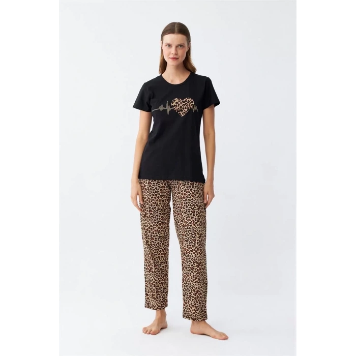 Moda Kadın Penye Kısa Kol Pijama Takım 4128