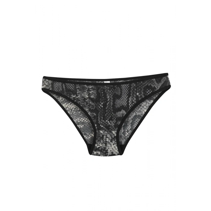 Moda Kadın Siyah Yılan Desenli 2li Slip