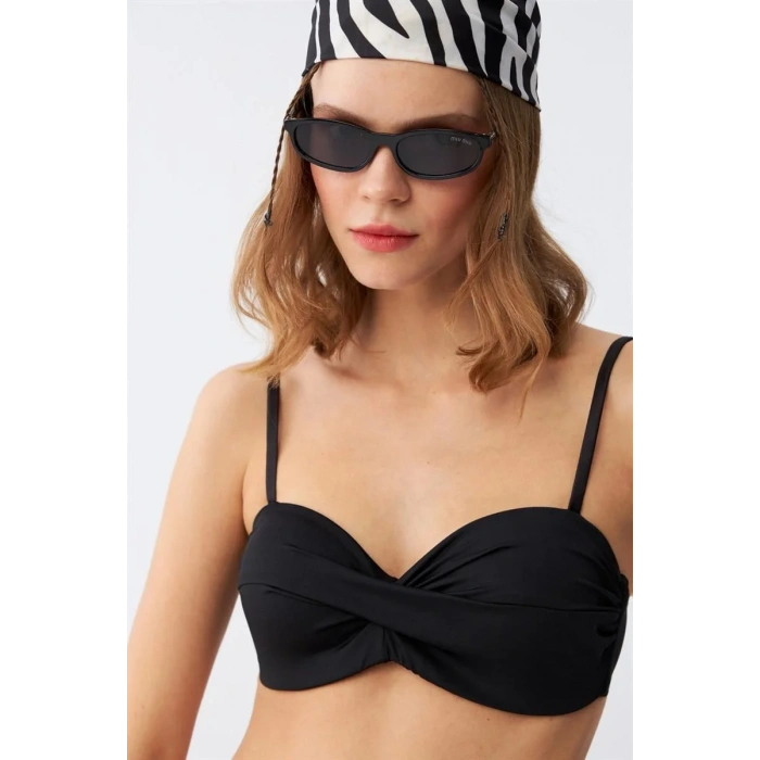 Moda Kadın Straplez Siyah Bikini Takımı
