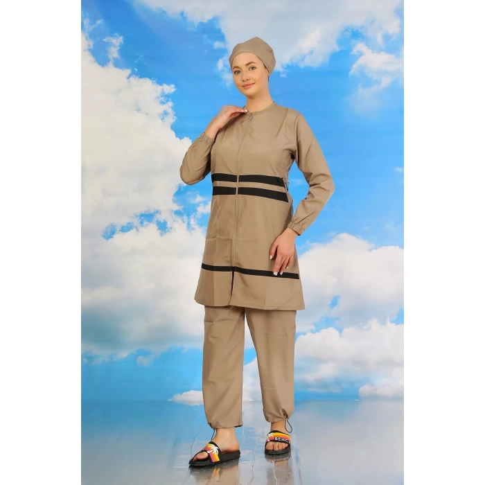 Moda Kadın Tam Tesettür Mayo Bej