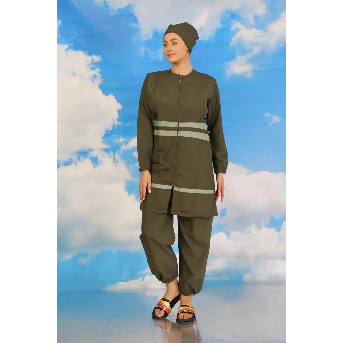 Moda Kadın Tam Tesettür Mayo Haki