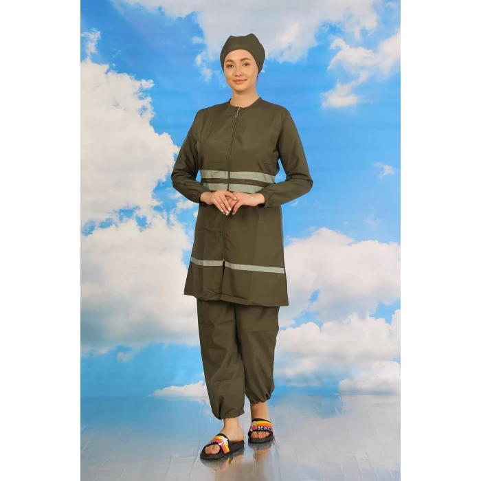 Moda Kadın Tam Tesettür Mayo Haki