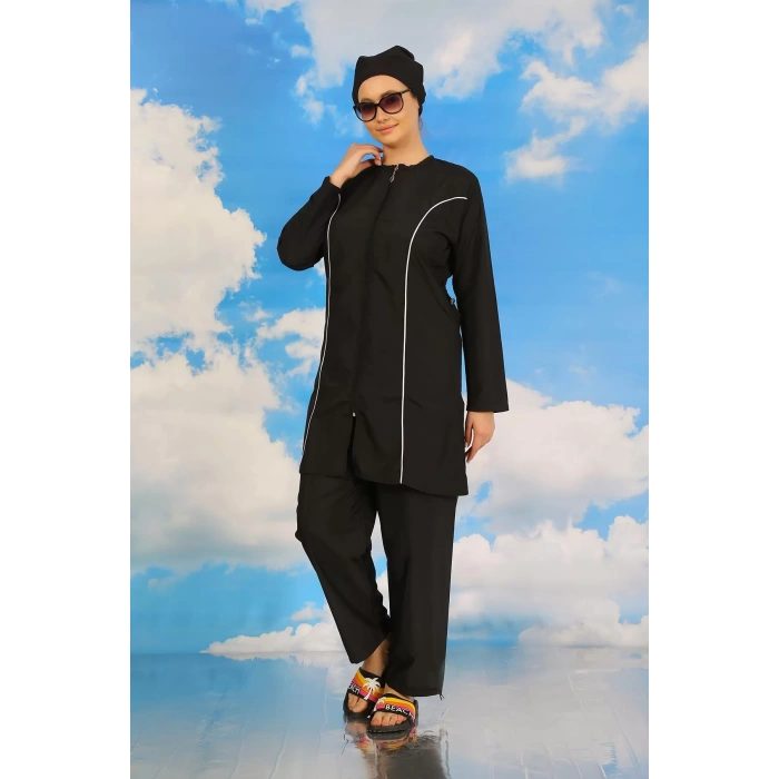 Moda Kadın Tam Tesettür Siyah Mayo