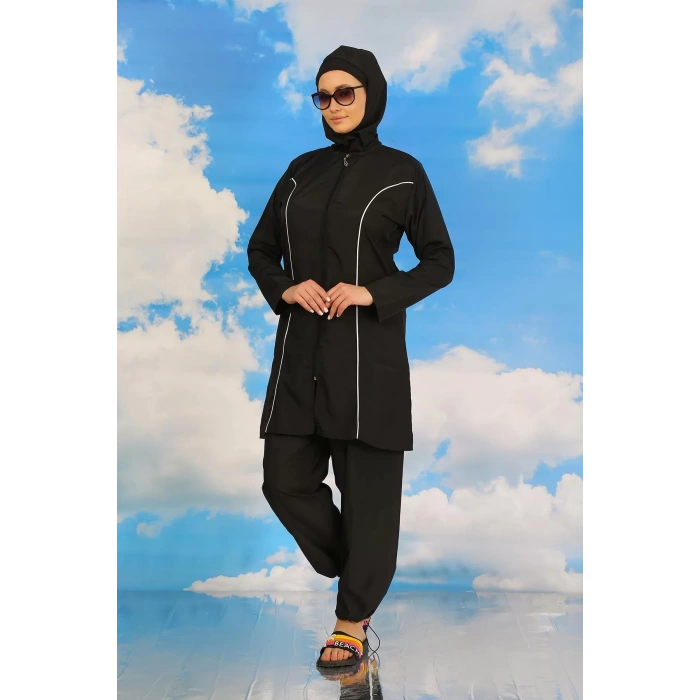 Moda Kadın Tam Tesettür Siyah Mayo