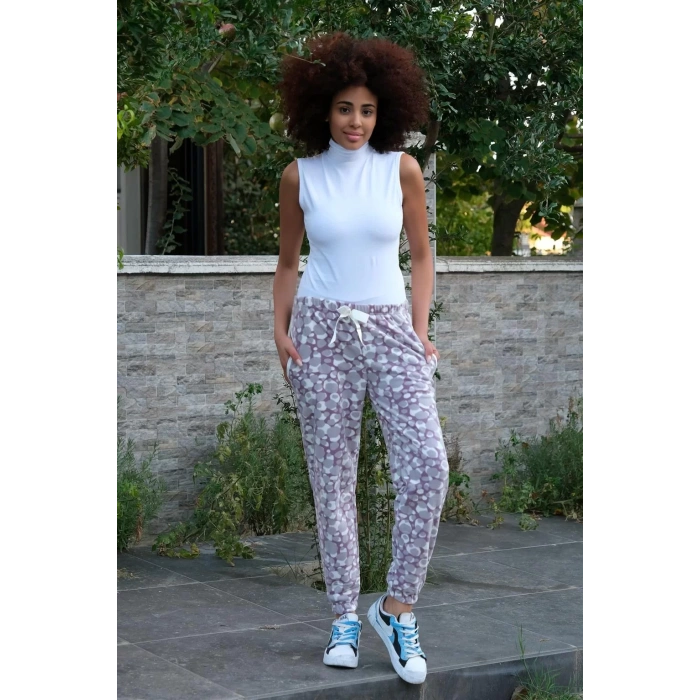 Moda Kadın Welsoft Polar Tek Alt Pijama Mor