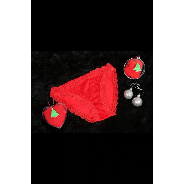 Moda Kadın Yılbaşı 2li Özel Kalp Kutulu Slip - Gecelik Hediye Seti