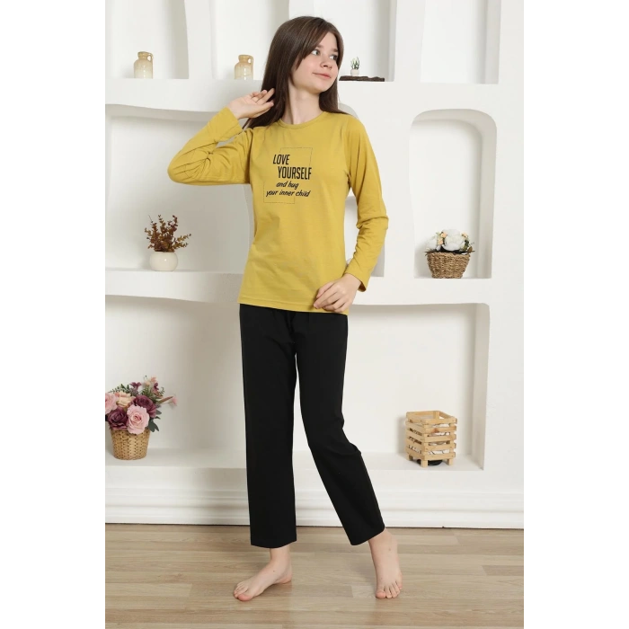 Moda Kız Çocuk Penye Pijama Takım Sarı