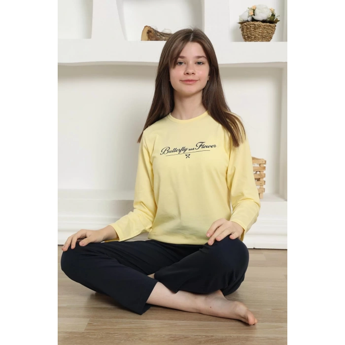 Moda Kız Çocuk Penye Pijama Takım Sarı