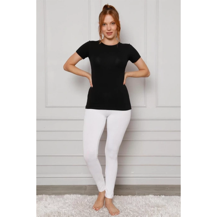 Moda Penye Likralı Tayt Beyaz