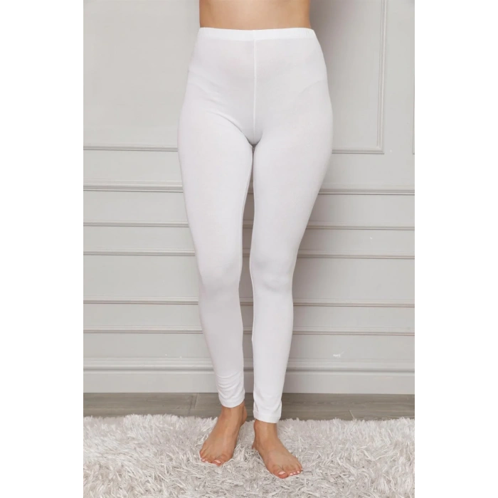 Moda Penye Likralı Tayt Beyaz