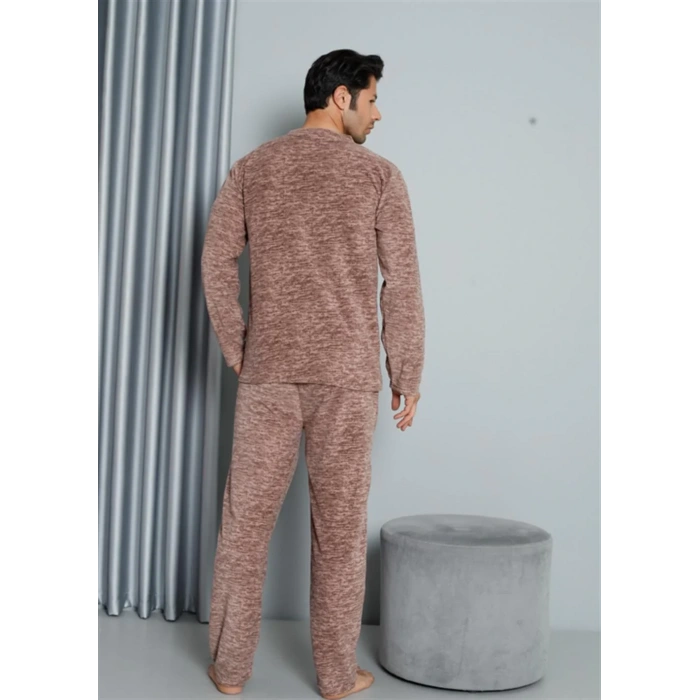 Moda Polar Erkek Pijama Takımı Sütlü Kahve
